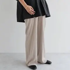 マタニティパンツ　ストレッチ　セルフカット　グレージュ　Lサイズ　and me