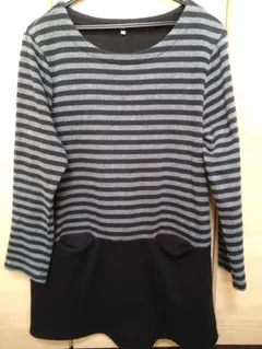 【Freude】ボーダー長袖チュニック　LL