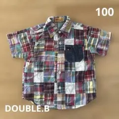 100 ミキハウス DOUBLE.B パッチワーク半袖シャツ