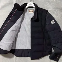 モンクレール ガムブルー ダウンジャケット 切替 ウール カシミヤ サイズ3