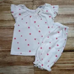 新品 未使用 ハート 白色 総柄 半袖 パジャマ 女の子 95