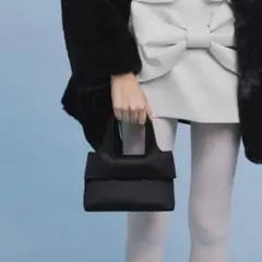 CHALES & KEITH black ribbon satin bag
