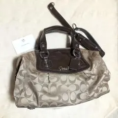 Coach　ハンドバッグ　ショルダー　ミニボストン　シグネチャー　2way