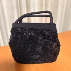 上品ブラック　総ビーズ刺繍　フォーマルバッグ　和装洋装冠婚葬祭