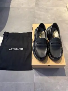 【24㎝】アキコアオキ akikoaoki レディースローファー 本革のサムネイル