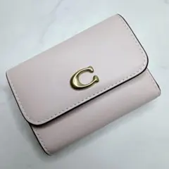 ✨極美品✨COACH 三つ折り財布 ピンク レザー コンパクトウォレット