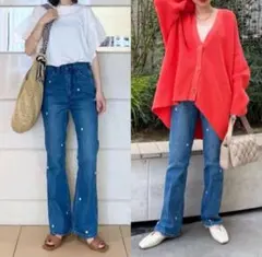 【美品】Wrangler　ラングラー　エンブロイダリー フレアデニムパンツ　S