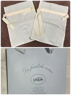 gelato pique（ジェラートピケ） ホワイト布製袋 2枚と紙袋1枚
