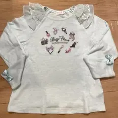 mezzo piano 水色 フリル長袖カットソー 130cm