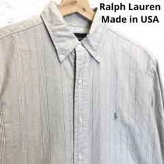 90's USA製 Ralph Lauren ストライプ 長袖シャツ