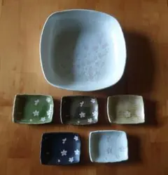 桜模様の皿セット 大皿1枚と小皿5枚