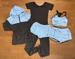 スポーツウェア セットアップ 黒と水色 5点セット 水陸両用 トレーニング