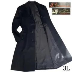 【カシミヤ100%×未使用級×大きいサイズ】マキシ丈比翼チェスターコート 黒3L