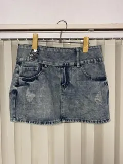 デニム ミニスカート ダメージ加工