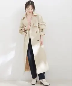 VISベージュ トレンチコートM ウエストリボン付き