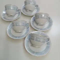 美品　ノリタケ　レースウッドカップ＆ソーサー５客セット