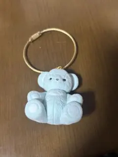 フロッキー加工 ベア キーホルダー ライトブルー