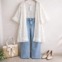 DAYCLOSET♡レースカーディガン 羽織り 透け感 フリンジ タグ付き未使用のサムネイル