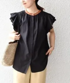 極美品✨定価1.3万❤️ 黄 麻 洗える 2WAYリネンミックスペプラム 
