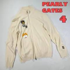 【パーリーゲイツ】フルジップジャケット　羊毛98% ロゴ　犬　ワッペン　4