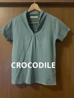 CROCODILE クロコダイル 花型ボタン 襟付き 綿 半袖カットソーのサムネイル