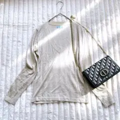 THE SUIT COMPANY ニット　セーター L ベージュ　ゴールド　ラメ