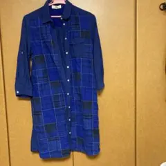 A.T. チェック柄 ロングシャツワンピース 36