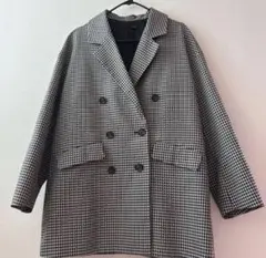 チェック柄ダブルブレストコート