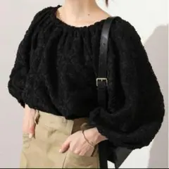 SLOBE IENA カットジャガードオフショルブラウス