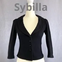Sybilla ブラック黒コットン七分袖ショールカラーボレロジャケット　春夏秋のサムネイル