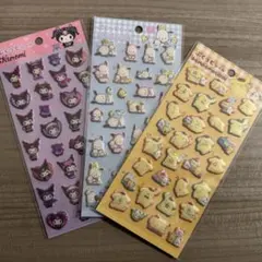 ダイソー　サンリオ　ぷくっとシール　３枚セット　クロミ　プリン　ポチャッコ