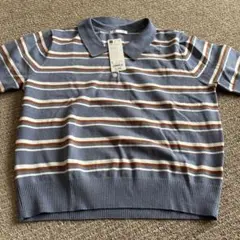 新品GU マルチボーダー ポロセーター（半袖）