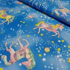 ✿★Unicorn Star<オックス> 生地 布 はぎれ[青系]
