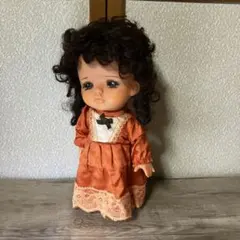 昭和レトロ ポーズドール 人形 ヴィンテージ 抱き人形アンティークオレンジドレス