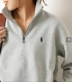 ★美品★POLO RALPH LAUREN 長袖ハーフジップ グレーM～L