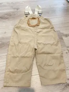 フタフタ　90ベージュ サスペンダー付きオーバーオール