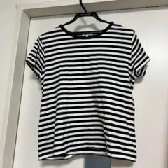 GLOBAL WORK 半袖Tシャツ Lサイズ 白黒ストライプ