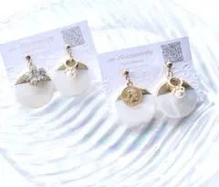 3点目半額❁⃘*.゜ ジルコニアフラワーとパールリングのシェルピアス