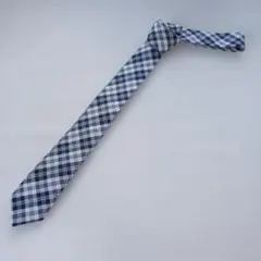【しぶやん様専用】ノーブランド ネクタイ 紺色×白 チェック柄 定番【7224】