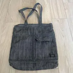 【PORTER】吉田カバン トートバッグ デニム調 2ポケット付き ユーズド加工