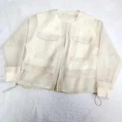 美品❣️メッシュ素材 ジップアップブルゾンオフ ホワイトのサムネイル