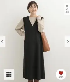 新品タグ付◆ M ブラック『UR TECH』ストレートラインジャンパースカート