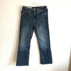 【美品】ZARA デニムパンツ 　フレア　 インディゴブルー　　くるぶし丈　ザラ