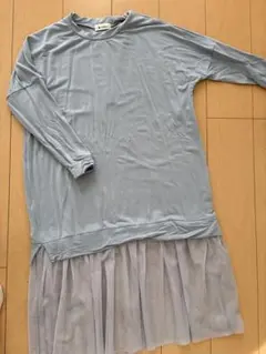 Milktea 授乳服 フリル付き ワンピース ライトブルー