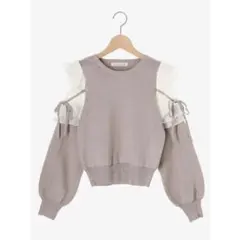 MAJESTIC LEGON プリーツフリルニット ピンクベージュ