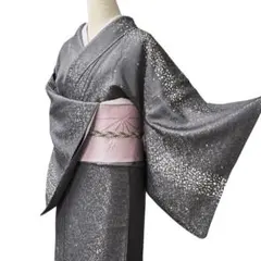 A144愛華 高級着物 訪問着　銀通し　深紫　フォーマル　美品