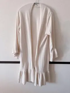 ジェラートピケ　カーディガン　ミュシャ　フリルロングカーディガン　ベージュ