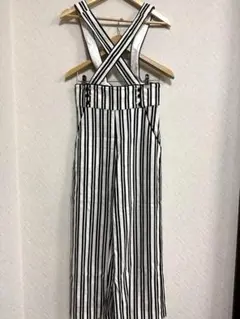 【AULA AILA】美品ストライプ クロスストラップ サロペット