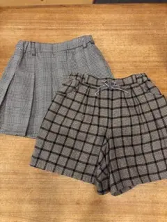 【美品】2点おまとめ！　チェック柄キュロット　120
