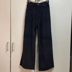 黒コーデュロイワイドパンツ